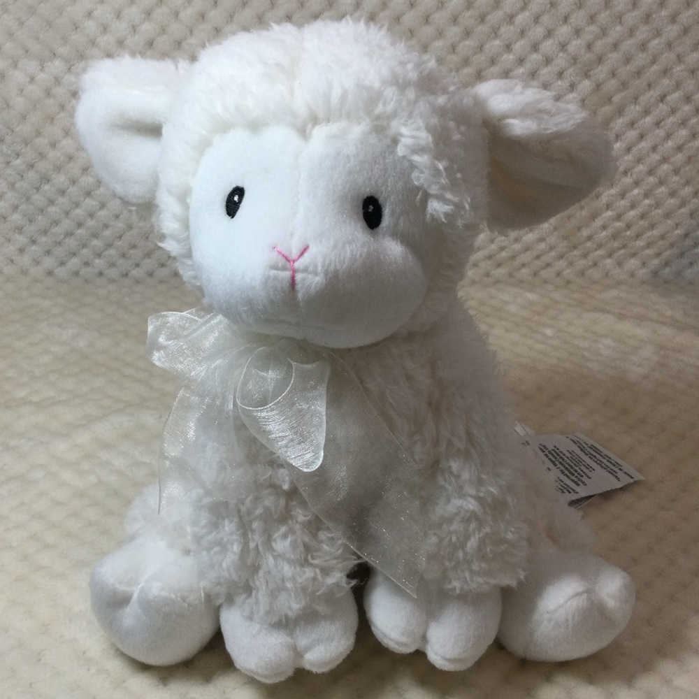 Costco Little Miracles Soft Sherpa Style Lamb W Sheer Bow Stuffed Animal Toy